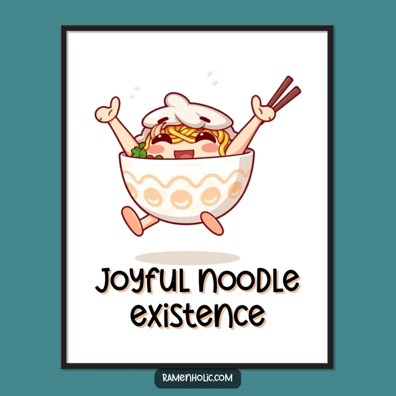 Funny Jumping Ramen Digital Art: Happy Bowl Pal, Instant Funny Gift!