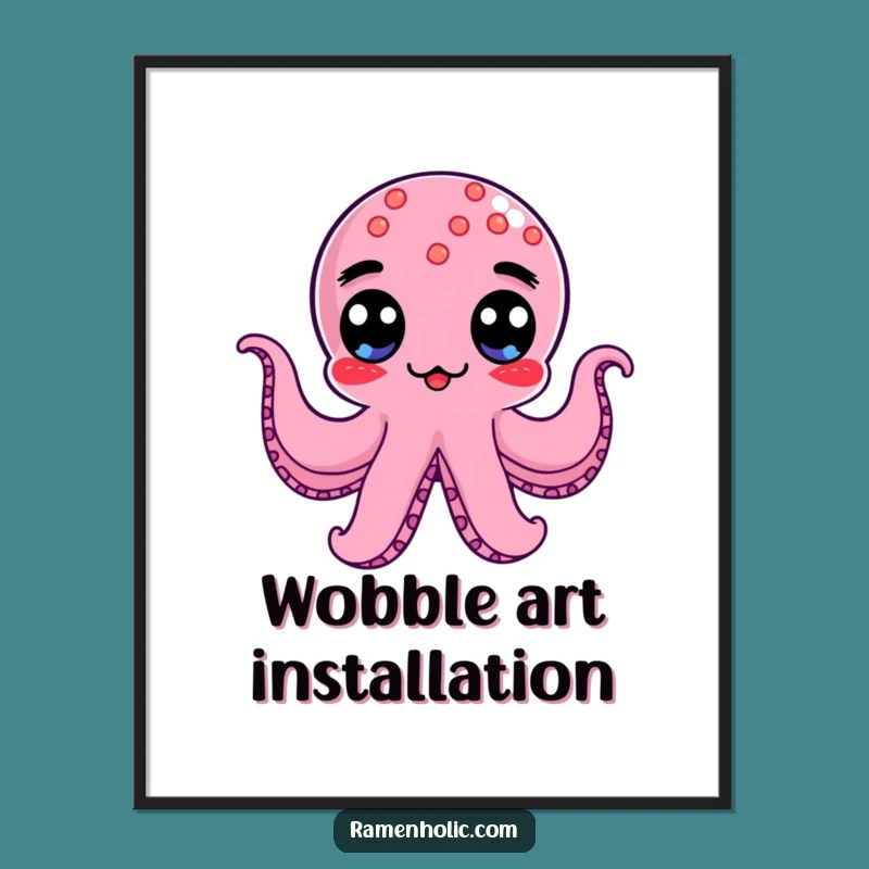 Funny Kawaii Octopus Wiener Digital Art: Wobble Print Gift