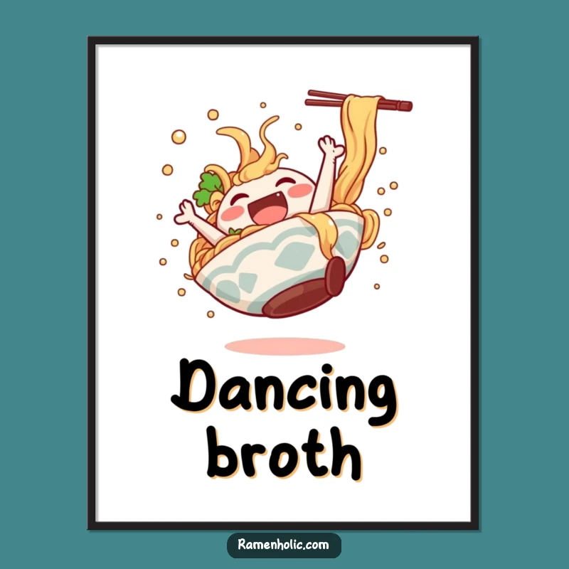 Funny Ramen Somersault Digital Art: Instant Hilarious Noodle Download