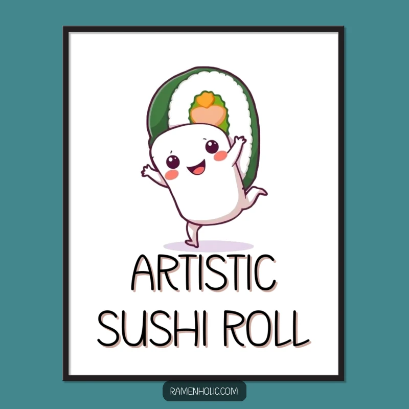 Funny Sushi Roll Cartwheel Digital Art: Instant Joy for Your Space