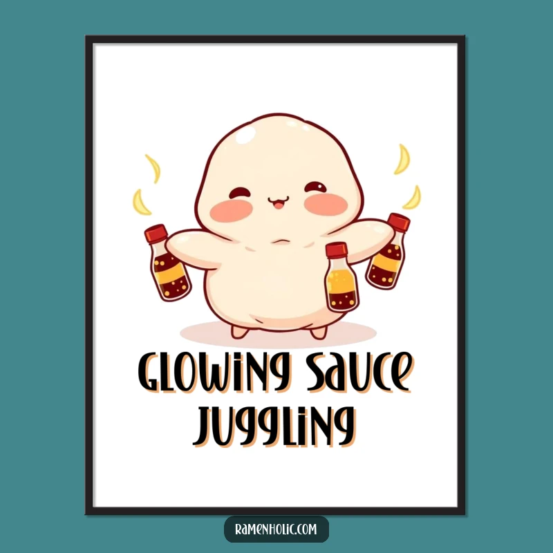 Funny Kawaii Dumpling Juggling Digital Art: Whimsical Decor, Instant Funny Gift