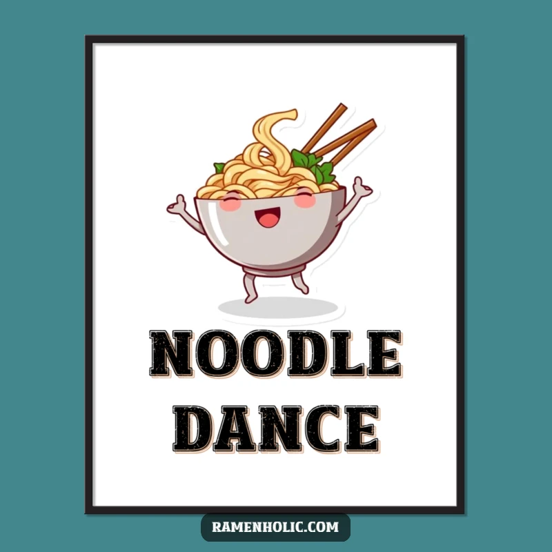 Funny Noodle Dance Digital Art Print - Instant Cartoon Joy for Your Walls