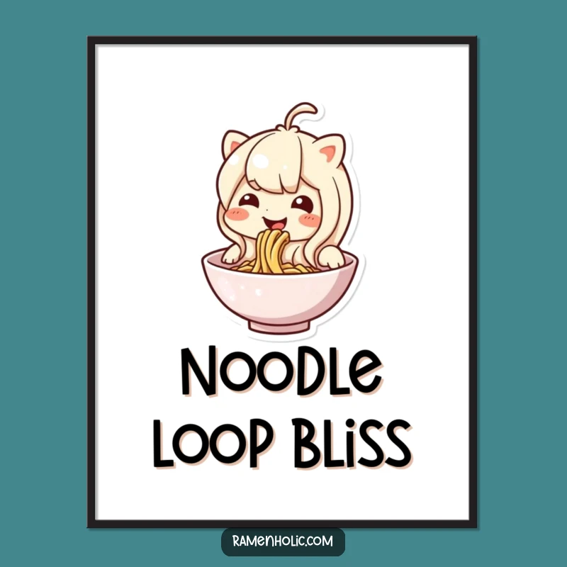 Funny Noodle Digital Art: High-Res Slurping Character Print, Instant Hilarious Wall Decor