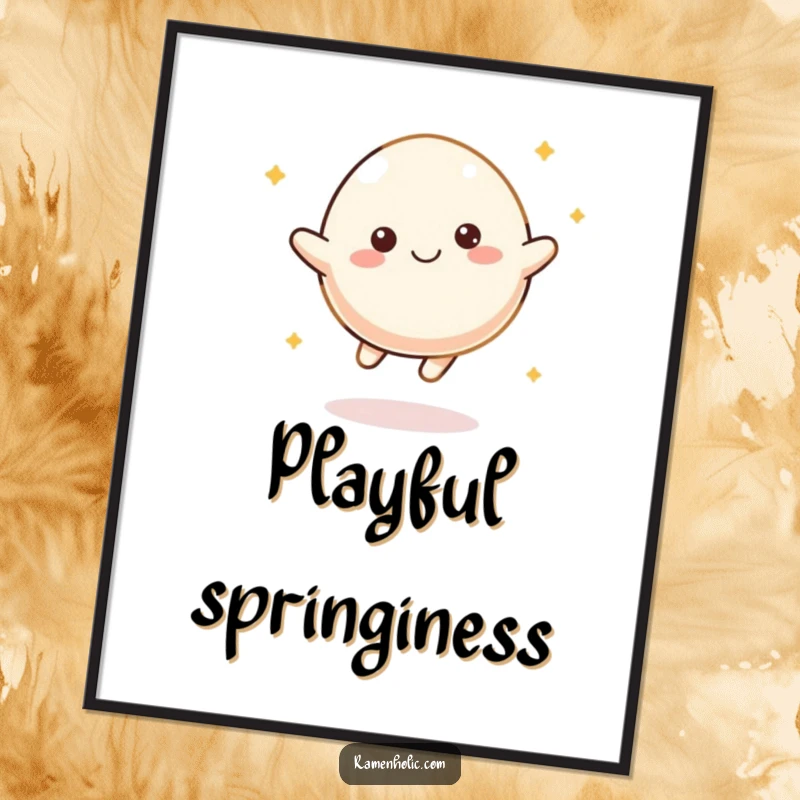 Funny Mochi Bounce Digital Art Print of a happy mochi character energetically bouncing, perfect for immediate joyful decor.