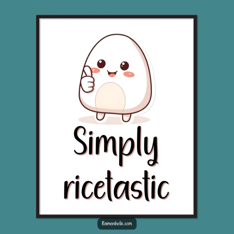Funny Smiling Onigiri Thumbs Up Digital Art: Hilarious Instant Foodie Decor