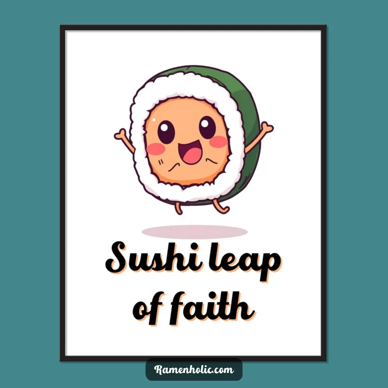 Funny Sushi Digital Art: Jumping Character Print, Instant Hilarious Wall Decor, Unique Idea