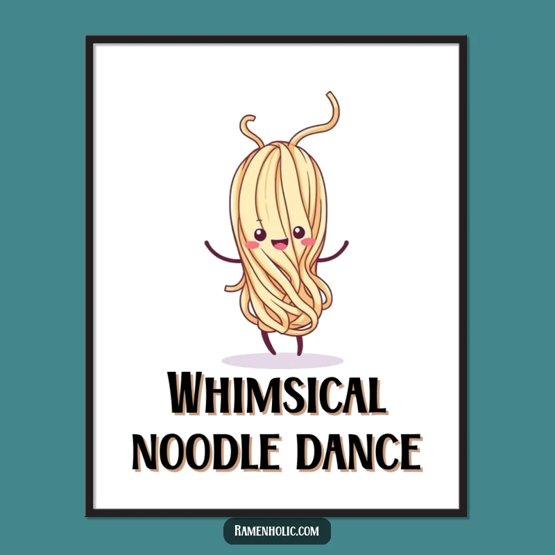 Funny Kawaii Noodle Dance Digital Art: Whimsical Decor, Instant Funny Gift