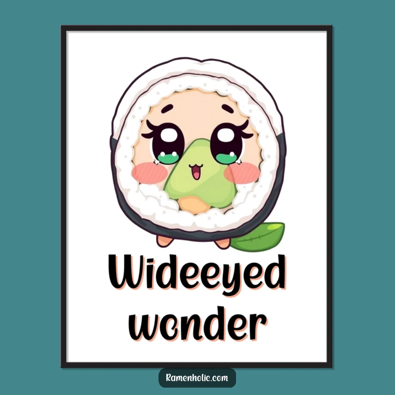 Funny Surprised Sushi Roll Digital Art: Instant Download for Laughs, Gift Decor