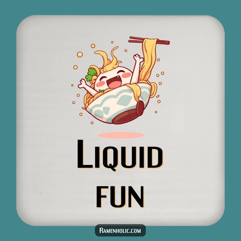 Funny Ramen Somersault Drink Coaster: Protect Surfaces with Noodle Humor