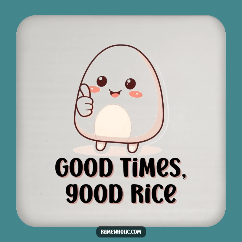 Funny Smiling Onigiri Thumbs Up Coaster: Hilarious Foodie Surface Protection