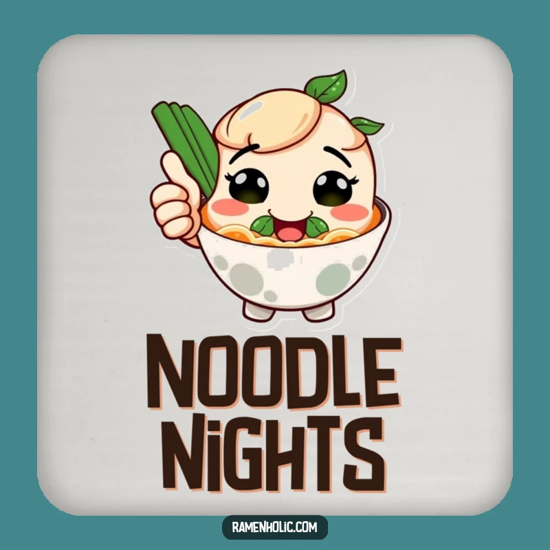 Funny Smiling Ramen Thumbs Up Coasters - Foodie Bar Decor Gift