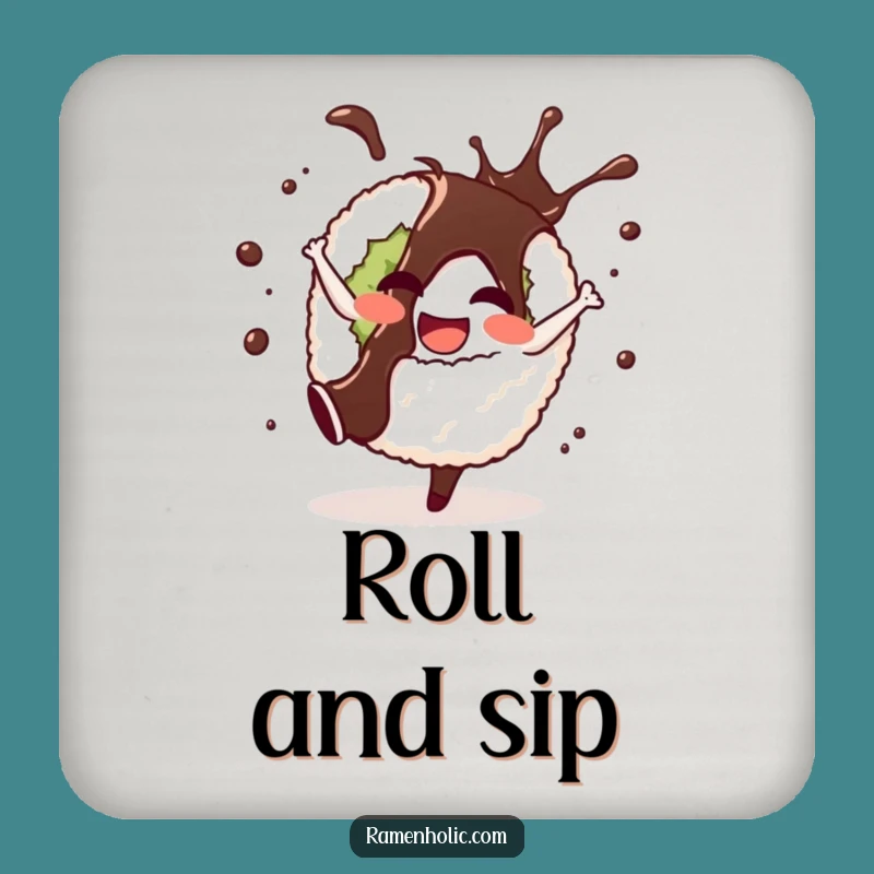 Funny Sushi Cartwheel Coaster Set - Protect Surfaces with Playful Sushi Art