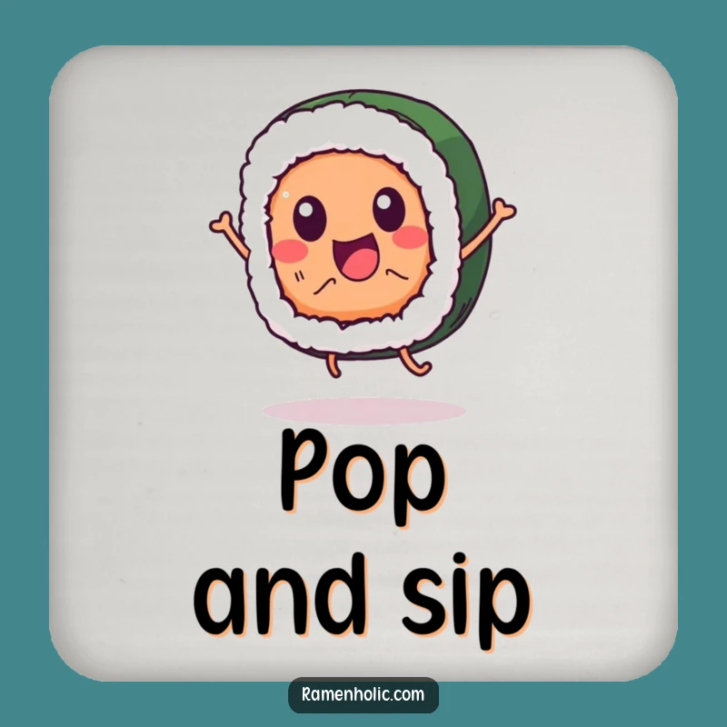 Funny Sushi Coaster: Jumping Character Art, Protect Surfaces With Humor, Cute Gift