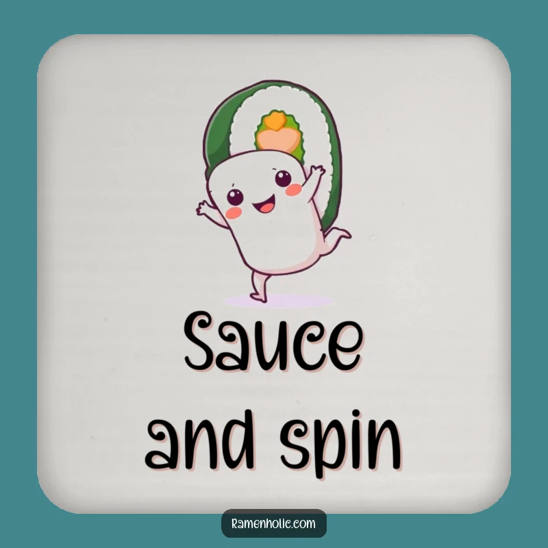 Funny Sushi Roll Cartwheel Drink Coaster Set: Protect Surfaces with Style