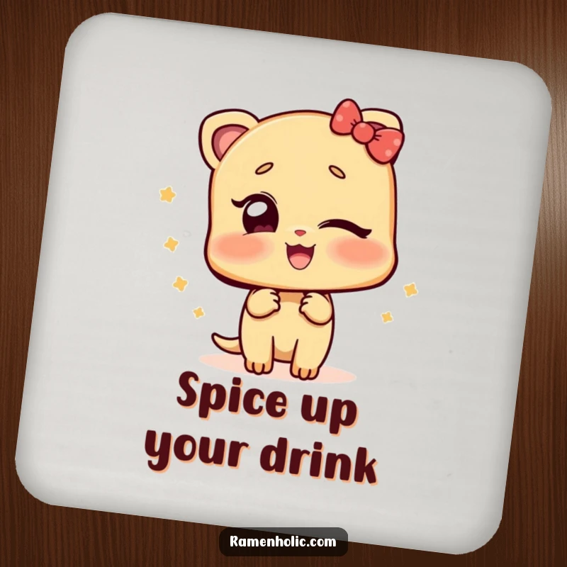 Funny drink coasters featuring a ginger slice character winking playfully, protecting tables while adding zesty charm.