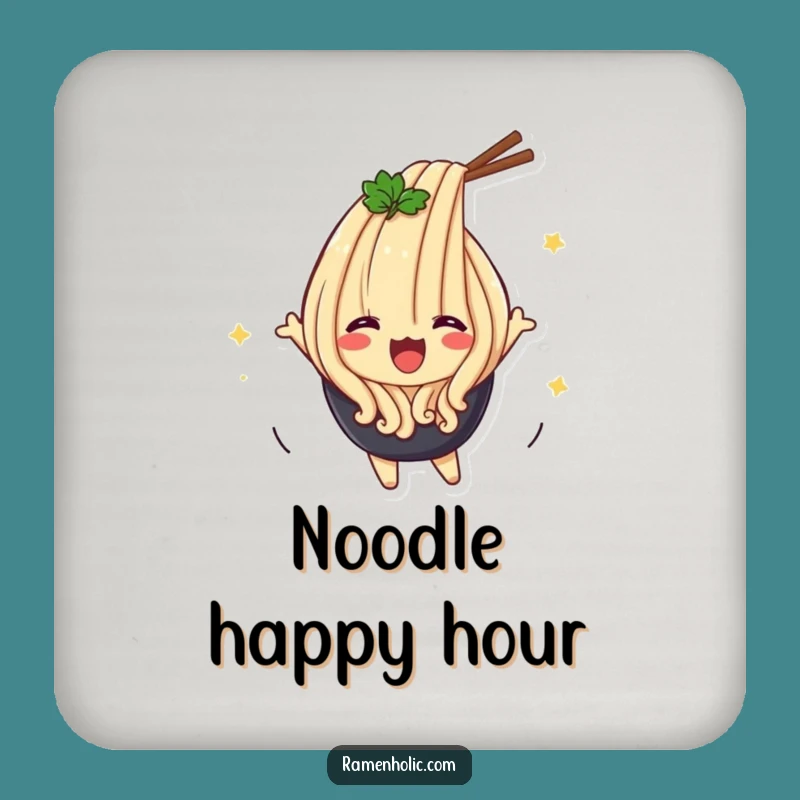 Funny Udon Flip Drink Coaster - Protect Surfaces with Noodle Flip Art, Perfect Funny Gift!
