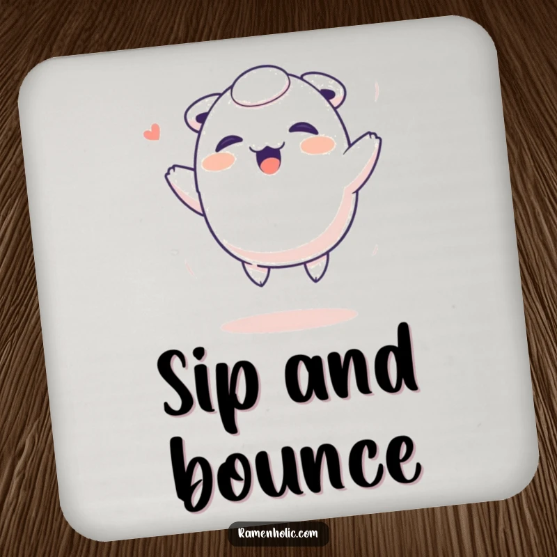 Funny Dumpling Coasters: A giggling dumpling character bouncing, adding a humorous and charming touch to drink protection.