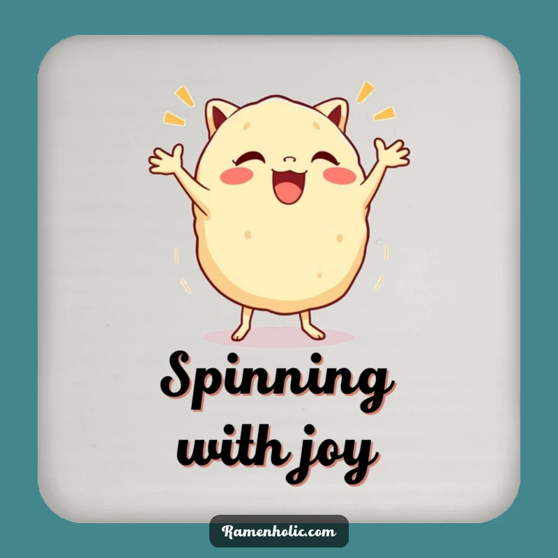 Funny Gyoza Jig Drink Coaster - Protect Surfaces with Dumpling Dance Art, Perfect Funny Gift!