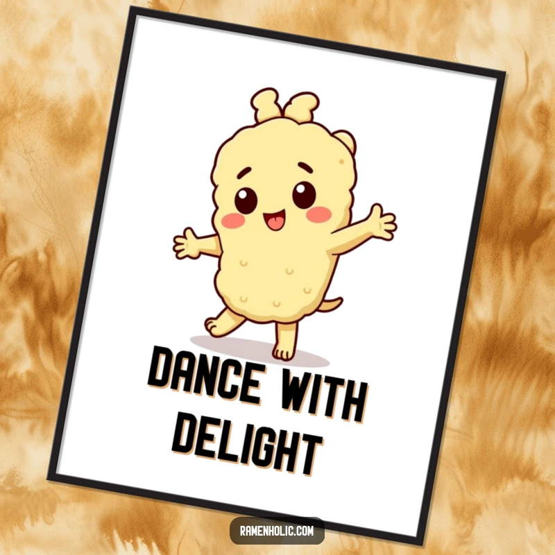Funny Tempura Poster: A cheerful tempura character dancing playfully, adding a lively and humorous visual element to your decor.