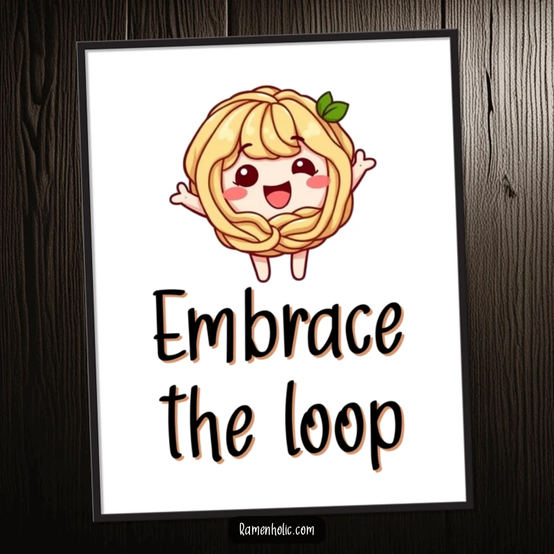 Funny Soba Noodle Poster: A playful soba noodle character forming a happy, continuous loop, symbolizing fun and flow.
