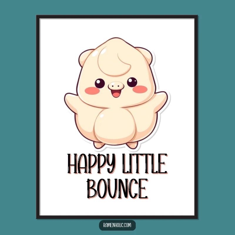 Funny Bouncing Dumpling Poster: Cheerful Wall Art, Joyful Gift Decor