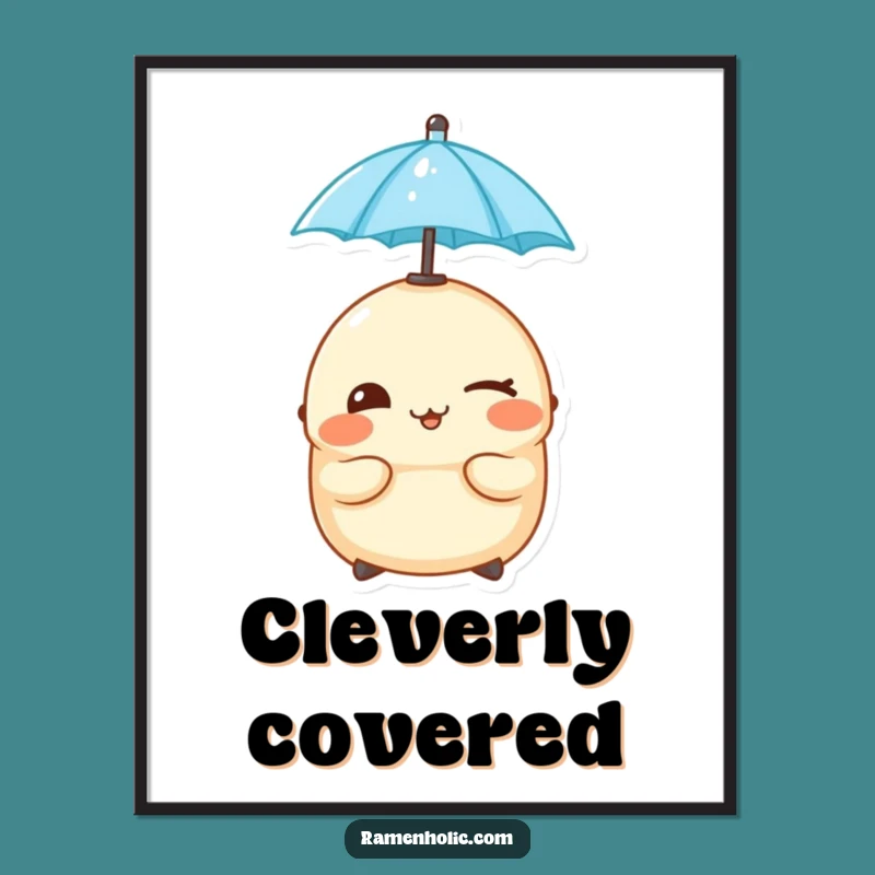 Funny Cheeky Dumpling Poster: Playful Umbrella Character Art Print