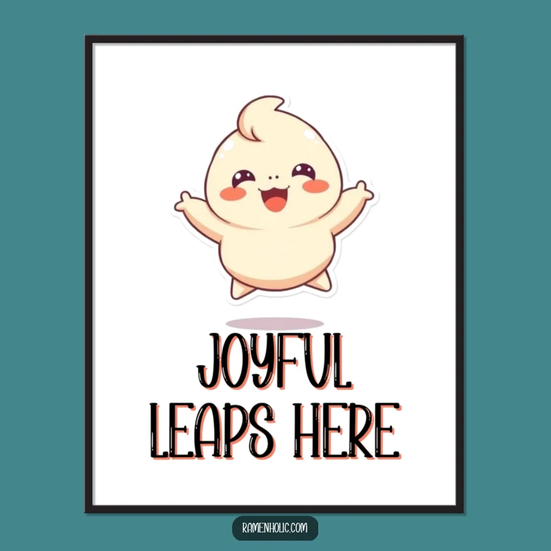 Funny Cheerful Dumpling Poster, Joyful Food Art Print