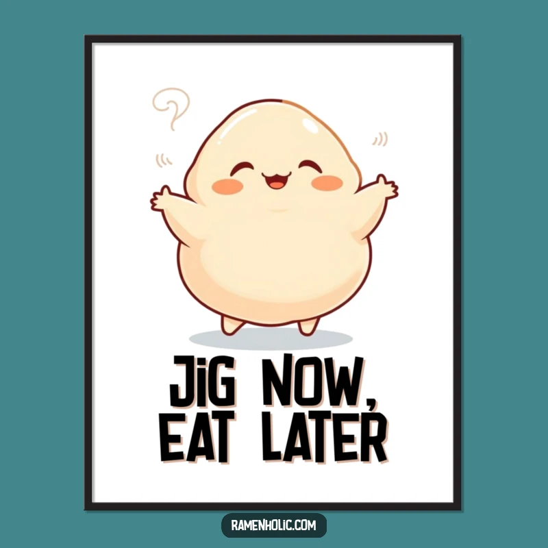 Funny Dumpling Jig Poster - Vibrant Cartoon Food Art Print for Kitchen Decor