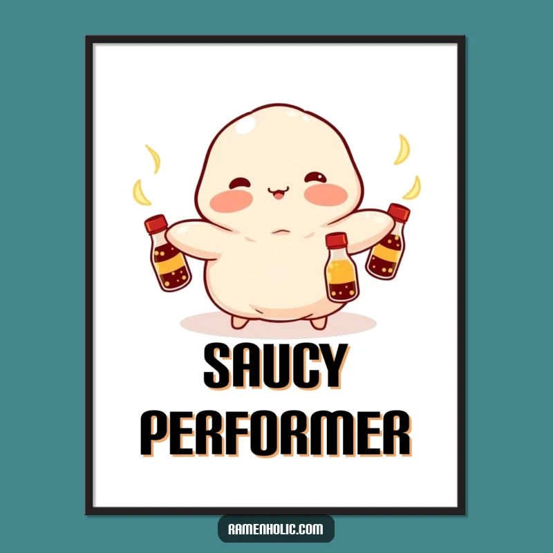 Funny Kawaii Dumpling Juggling Poster: Whimsical Art, Vibrant Funny Gift Decor