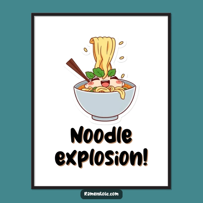 Funny Ramen Art Poster - Noodle Splash Design, Great Funny Gift!