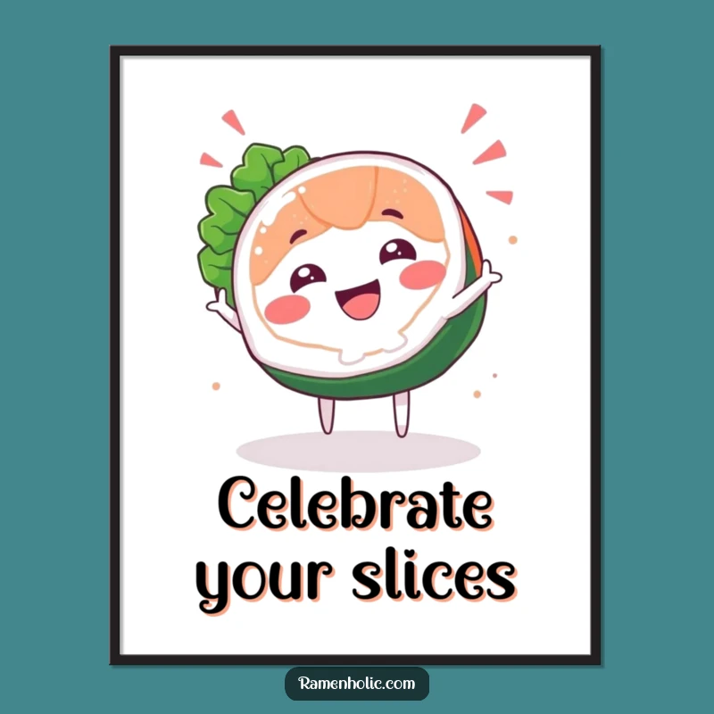 Funny Sashimi Spin Poster - Happy Fish Slice Art, Perfect Funny Gift!