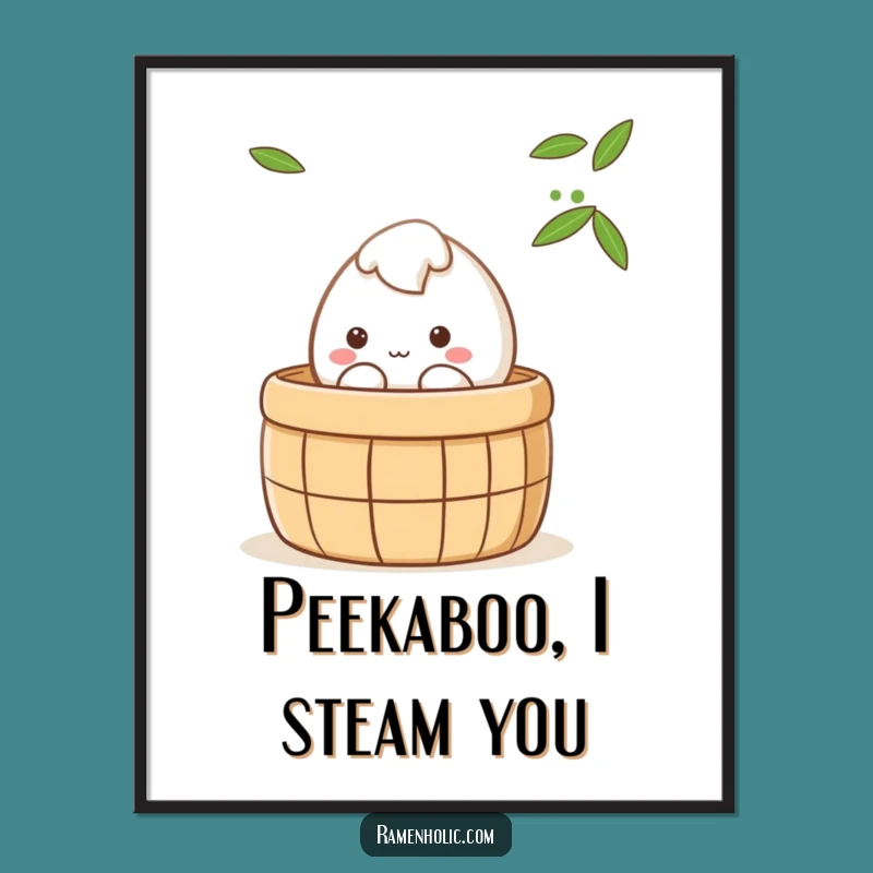 Funny Shy Mochi Poster: Adorable Kawaii Steamer Art Print for Bao Fans