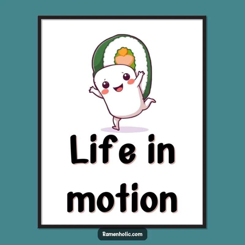 Funny Sushi Roll Cartwheel Poster: Brighten Your Walls with Foodie Fun