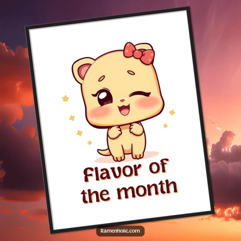 Funny poster featuring a ginger slice character giving a cheeky wink, adding a vibrant and humorous touch to wall decor.