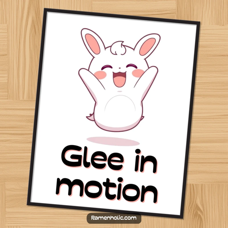 Funny nori poster with a piece of seaweed doing a somersault with glee, a lively piece of decor.