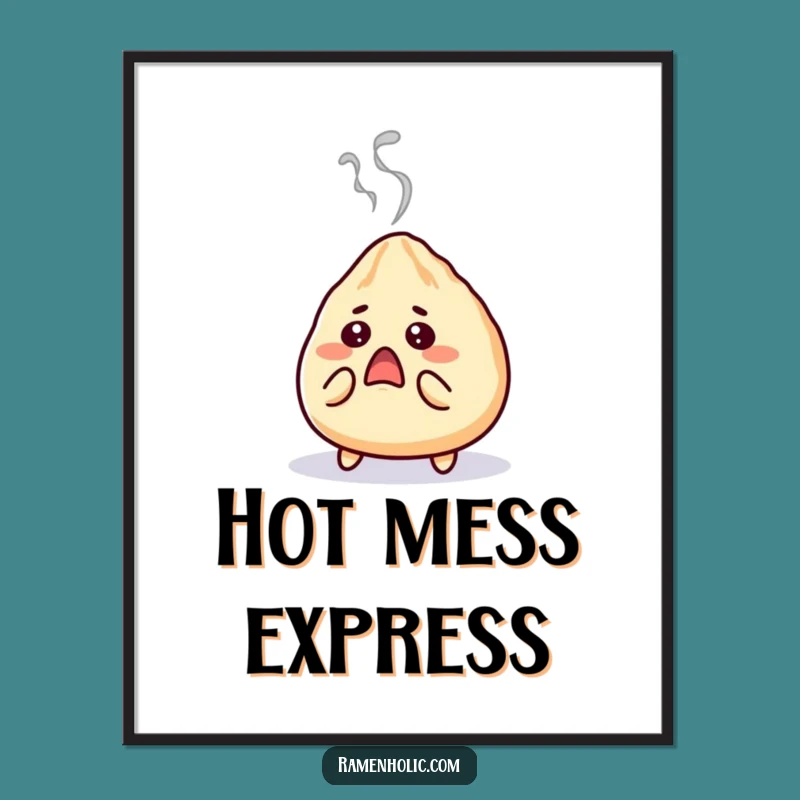 Funny Gyoza Poster: Shocked Steam Art, Humorous Wall Decor