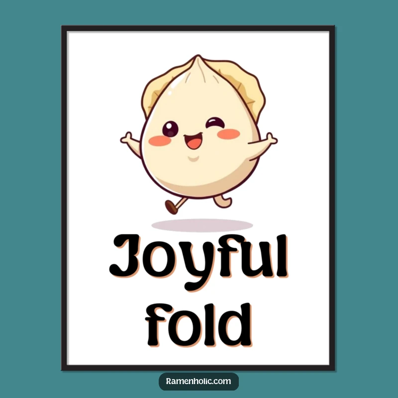 Funny Gyoza Hop Poster: Cheerful Dumpling Character Art Print