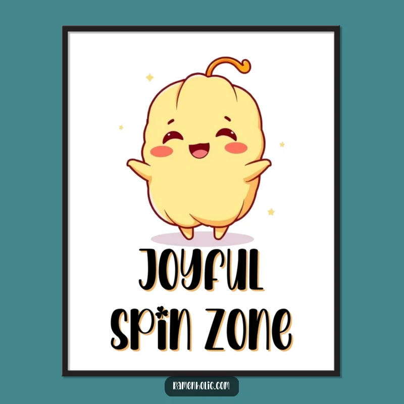 Funny Spinning Tempura Poster: Joyful Wall Art, Energetic Gift Decor