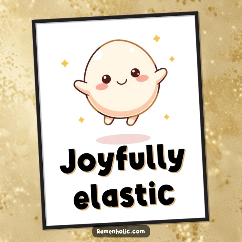 Funny Mochi Bounce Poster showing a happy mochi character in mid-bounce, adding vibrant, cheerful energy to decor.