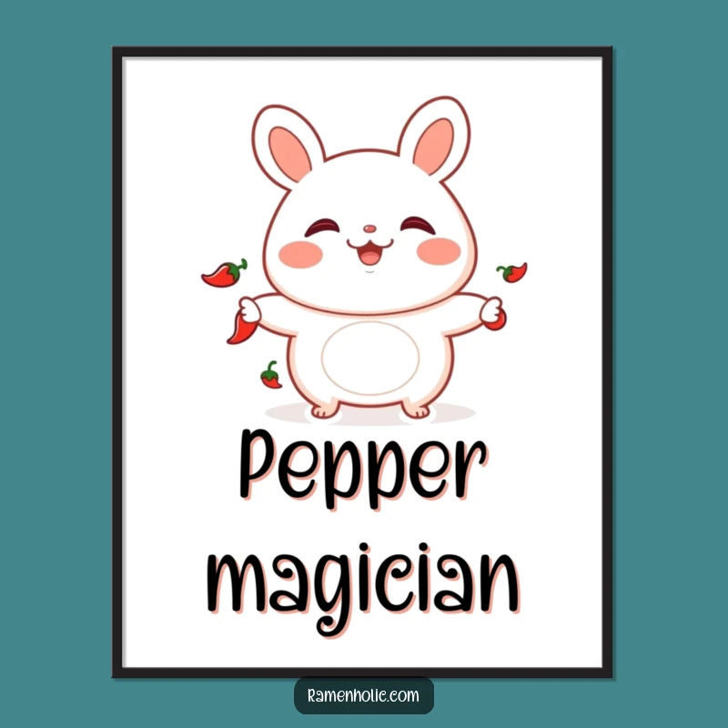 Funny Bao Bun Juggling Chili Poster - Whimsical Wall Art for Food Lovers