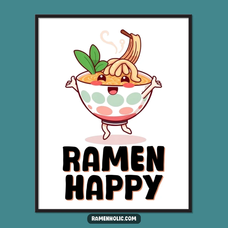 Funny Ramen Dance Poster: Cheerful Noodle Bowl, Humorous Wall Art