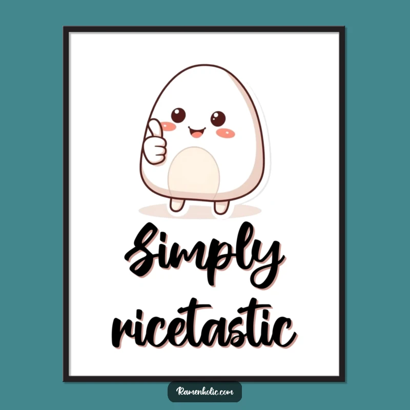 Funny Smiling Onigiri Thumbs Up Poster: Hilarious Foodie Art