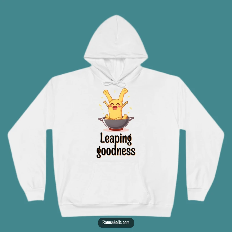 Cozy Funny Tempura Wok Leap Hoodie: Warm, Comical Fried Food Apparel