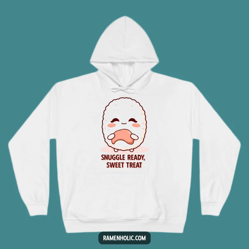 Funny Kawaii Rice Ball Hoodie: Cozy Blushing Treat Gift for Cuddle Lovers