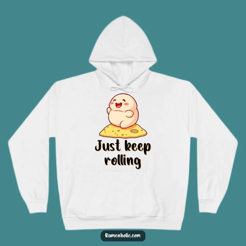Funny Smiling Dumpling Rolling Hoodie - Cozy & Comedic Dim Sum Apparel