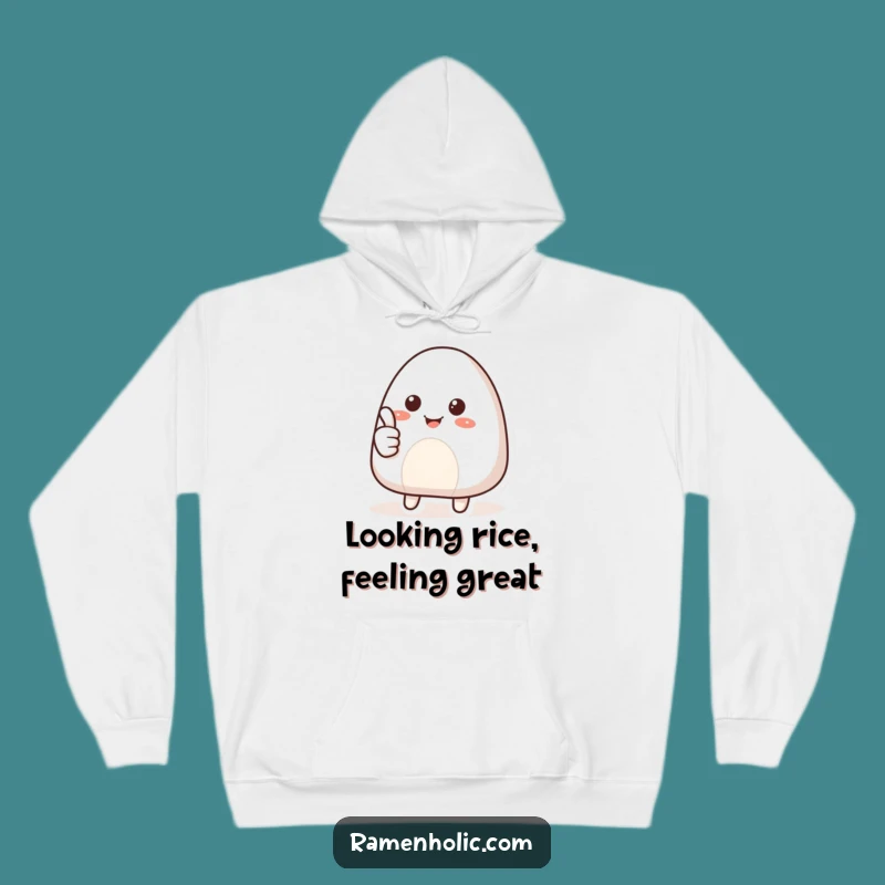 Funny Smiling Onigiri Thumbs Up Hoodie: Cozy Foodie Gift