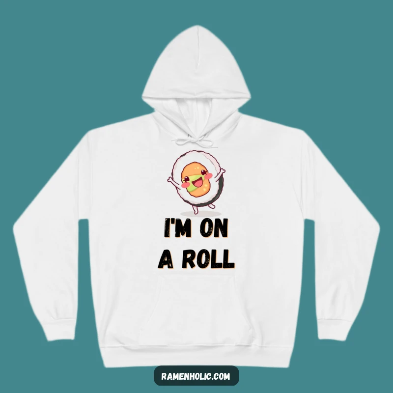Funny Happy Sushi Roll Cartwheel Hoodie, Cozy Energetic Apparel
