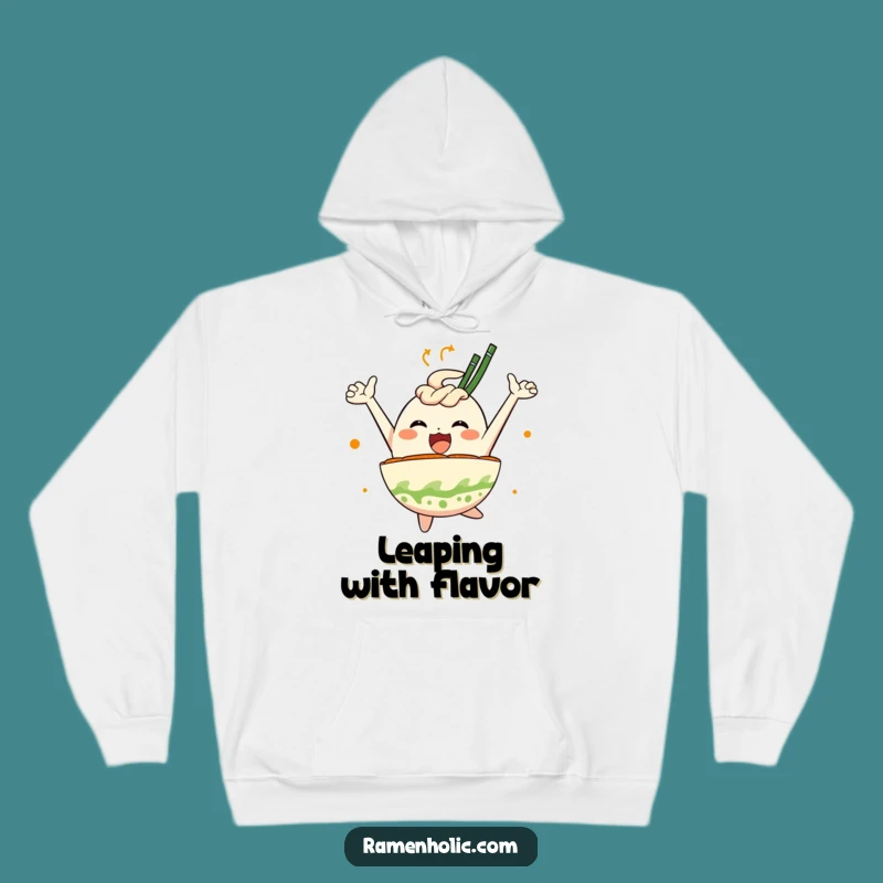 Funny Ramen Bowl Joy Hoodie: Leaping Foodie's Hilarious Comfort