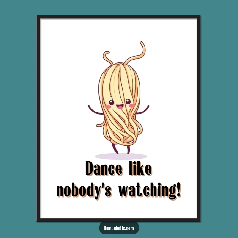 Funny Free Printable Wall Art: Whimsical Noodle Dance - Downloadable Food Art