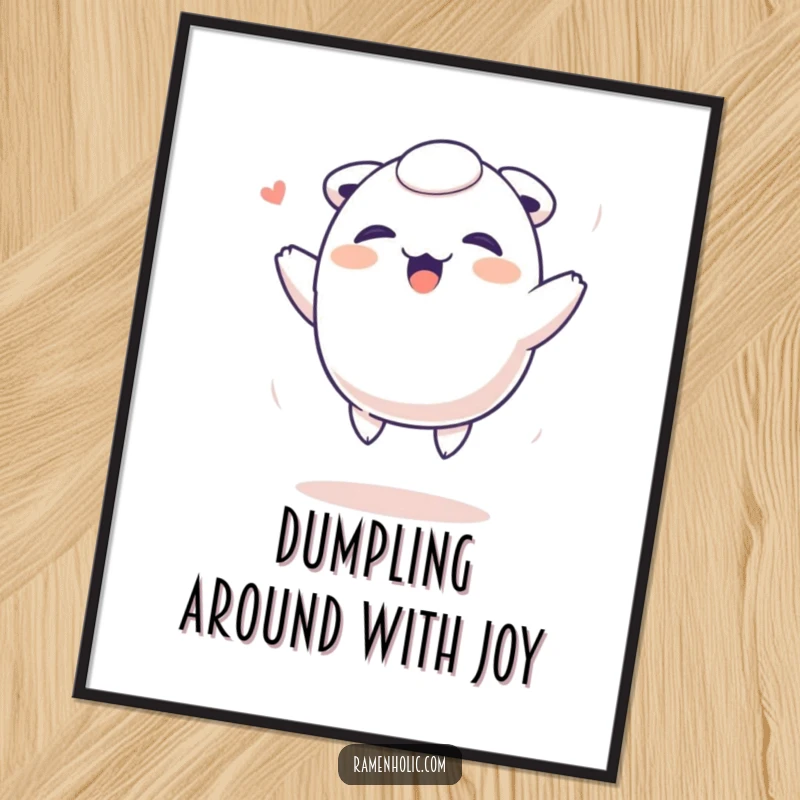 Funny Free Printable Wall Art: A Giggling Dumpling Character Joyfully Bouncing, Adding Fun to Any Space.
